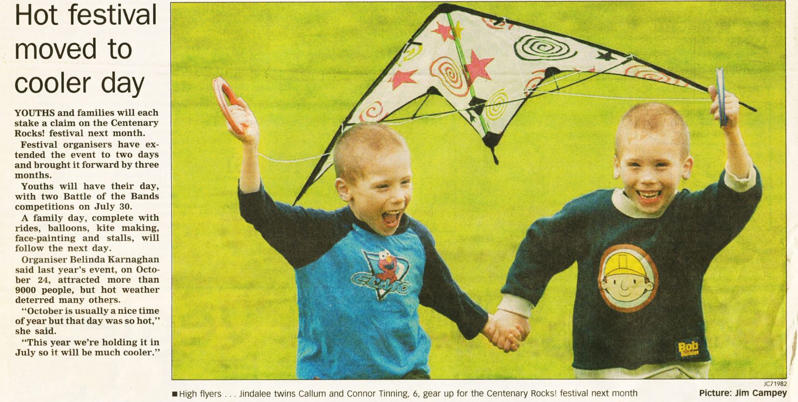 Newspaper clipping: Hot festival moved to cooler day