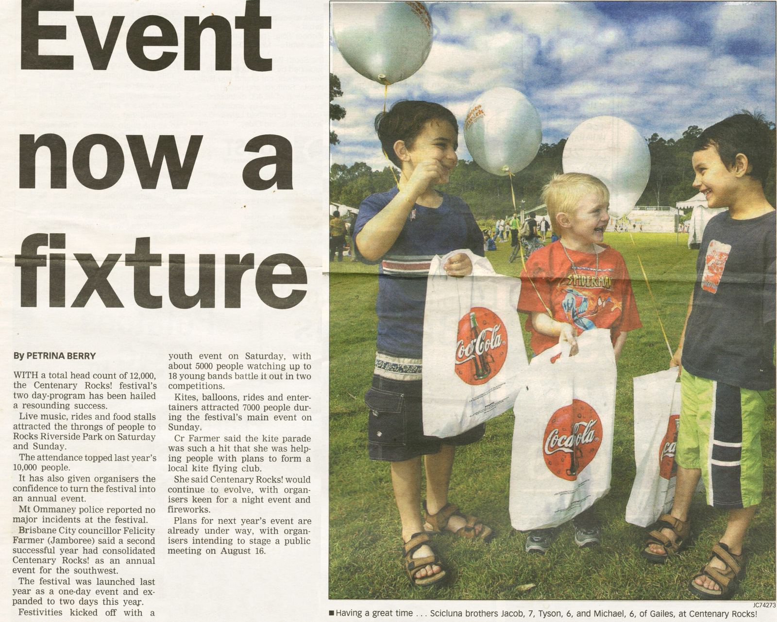 Newspaper clipping: Event now a fixture