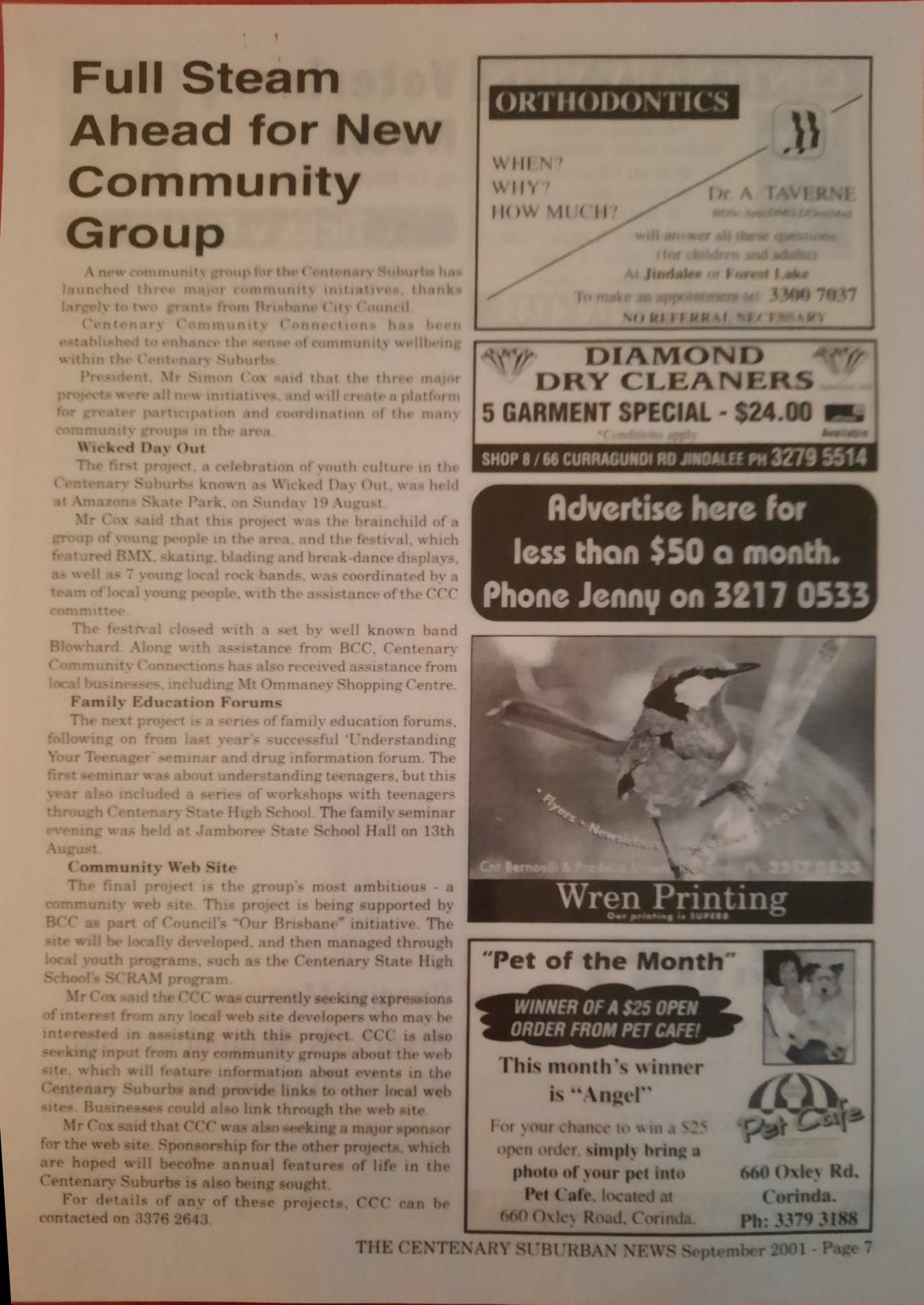 Newspaper clipping: Full steam ahead for new community group