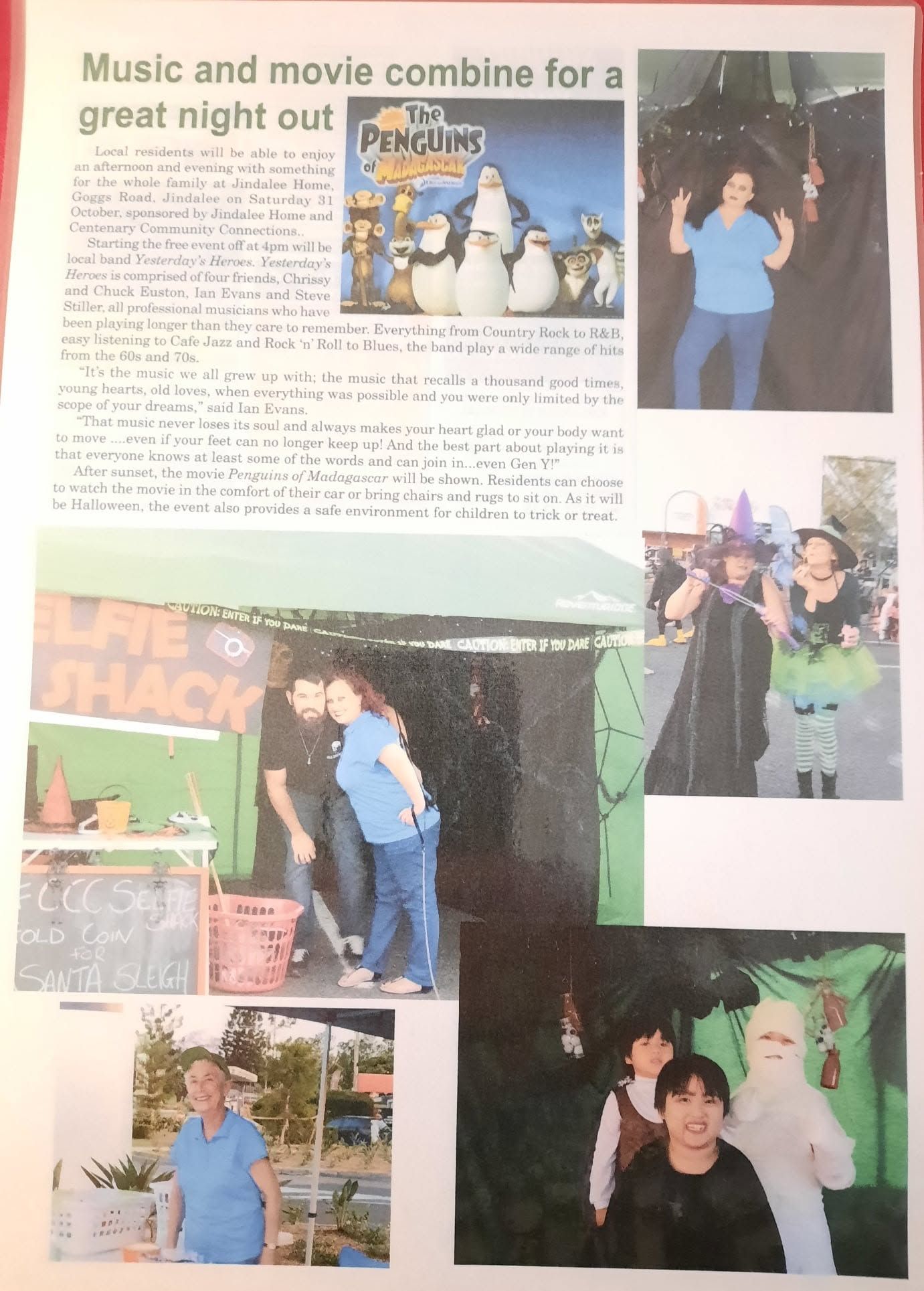 Newspaper clipping: Music and movie combine for a great night out